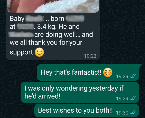 Screenshot of Client testimonial from Sophie in Cardiff